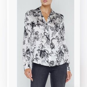 L’AGENCE Silk Tyler Floral Button-Up Blouse